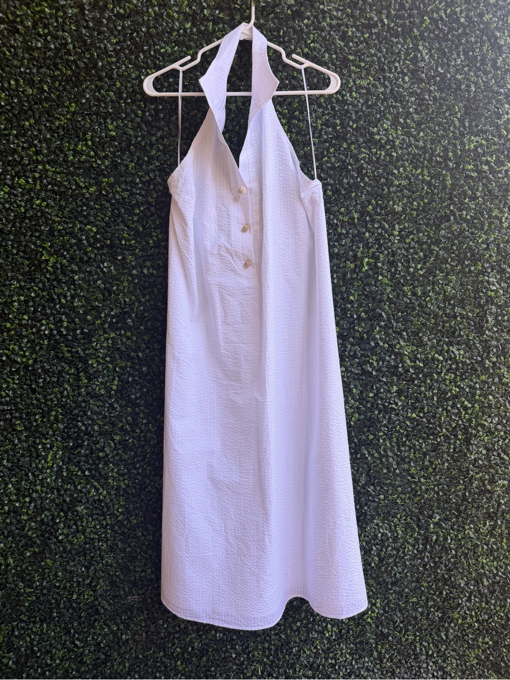 Tuckernuck White Halter Midi Dress with Front Buttons